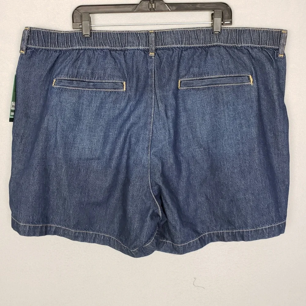 Terra & Sky Stretch Waist Drapey Shorts Dark Denim Look Casual Comfortable 22W